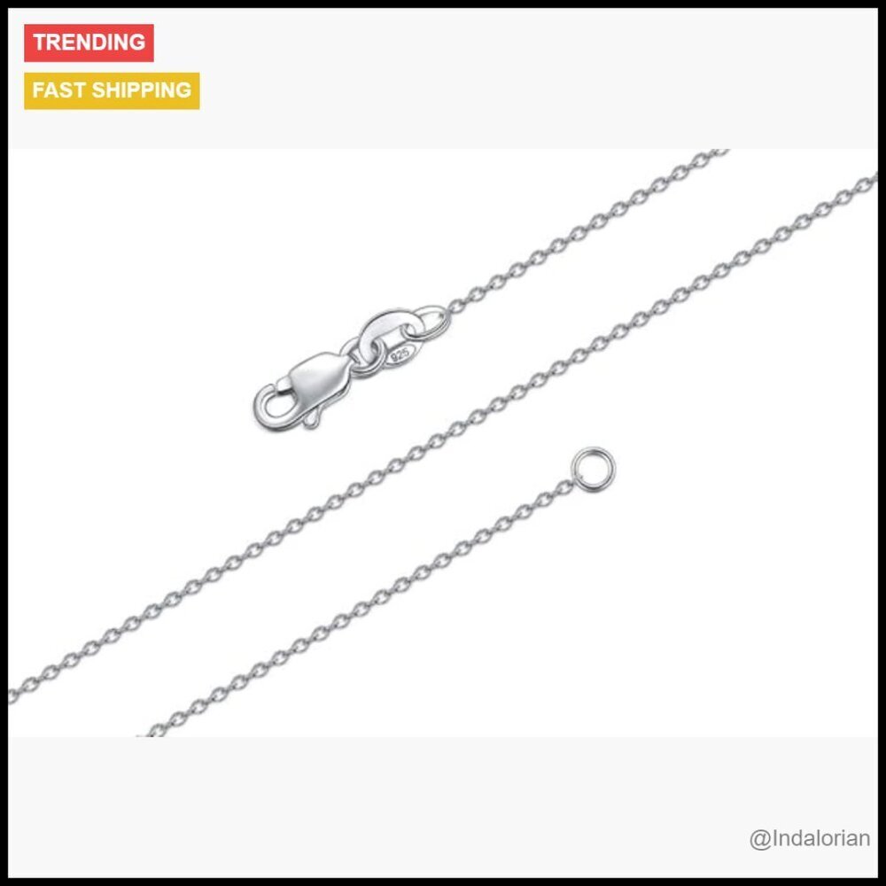 925 Sterling Silver Cable Chain Necklace with Lobster Claw Clasp